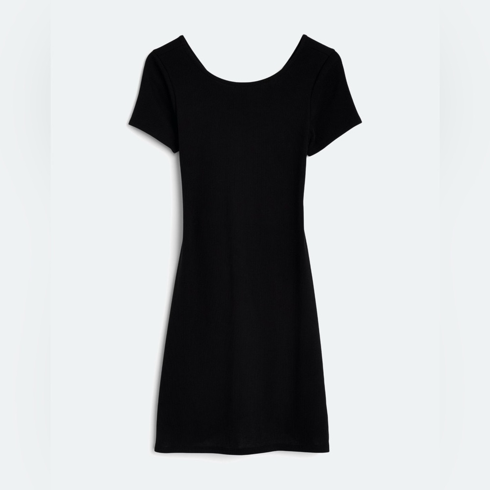 Knit Cutout Black Fitted Black Dress